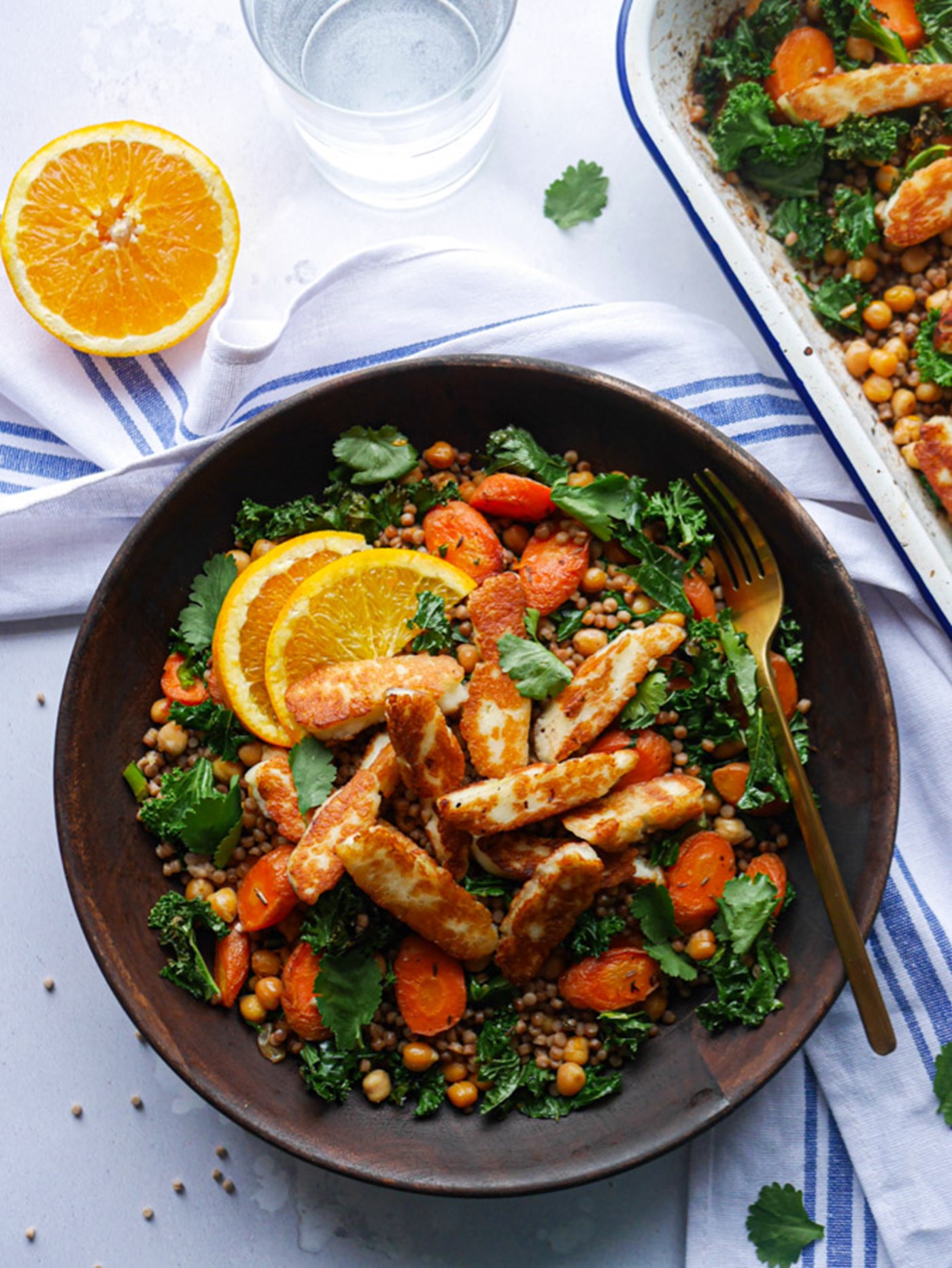 Halloumi Couscous With Chickpeas and Roasted Carrots, Elizabeth Chloe
