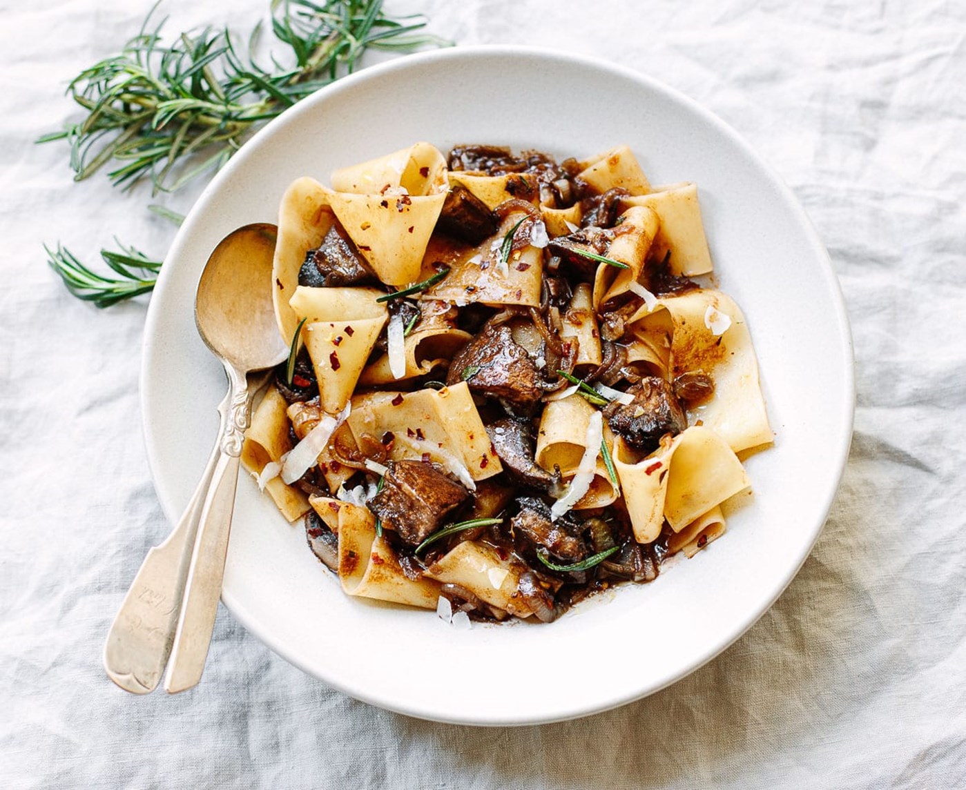 Pappardelle Pasta With Portobello Mushroom Ragu, Family Style Food