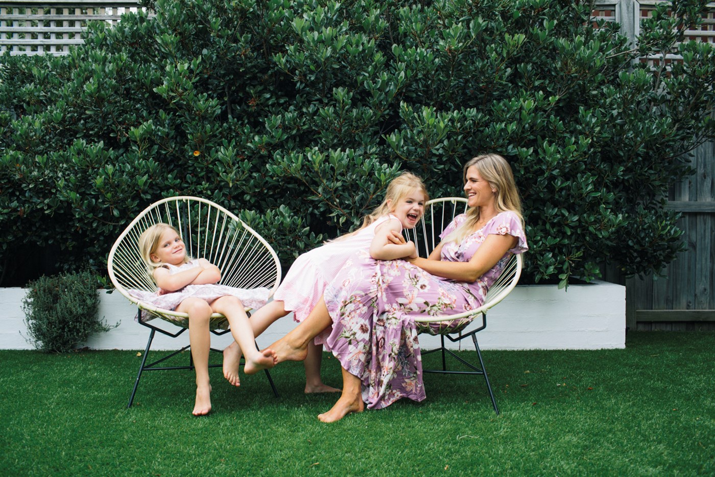 Bronwyn McCahon and her kids at their home