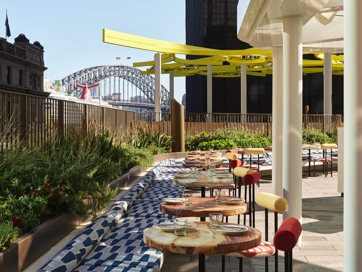 A shot of the Martinez terrace with the harbour bridge in the background. 