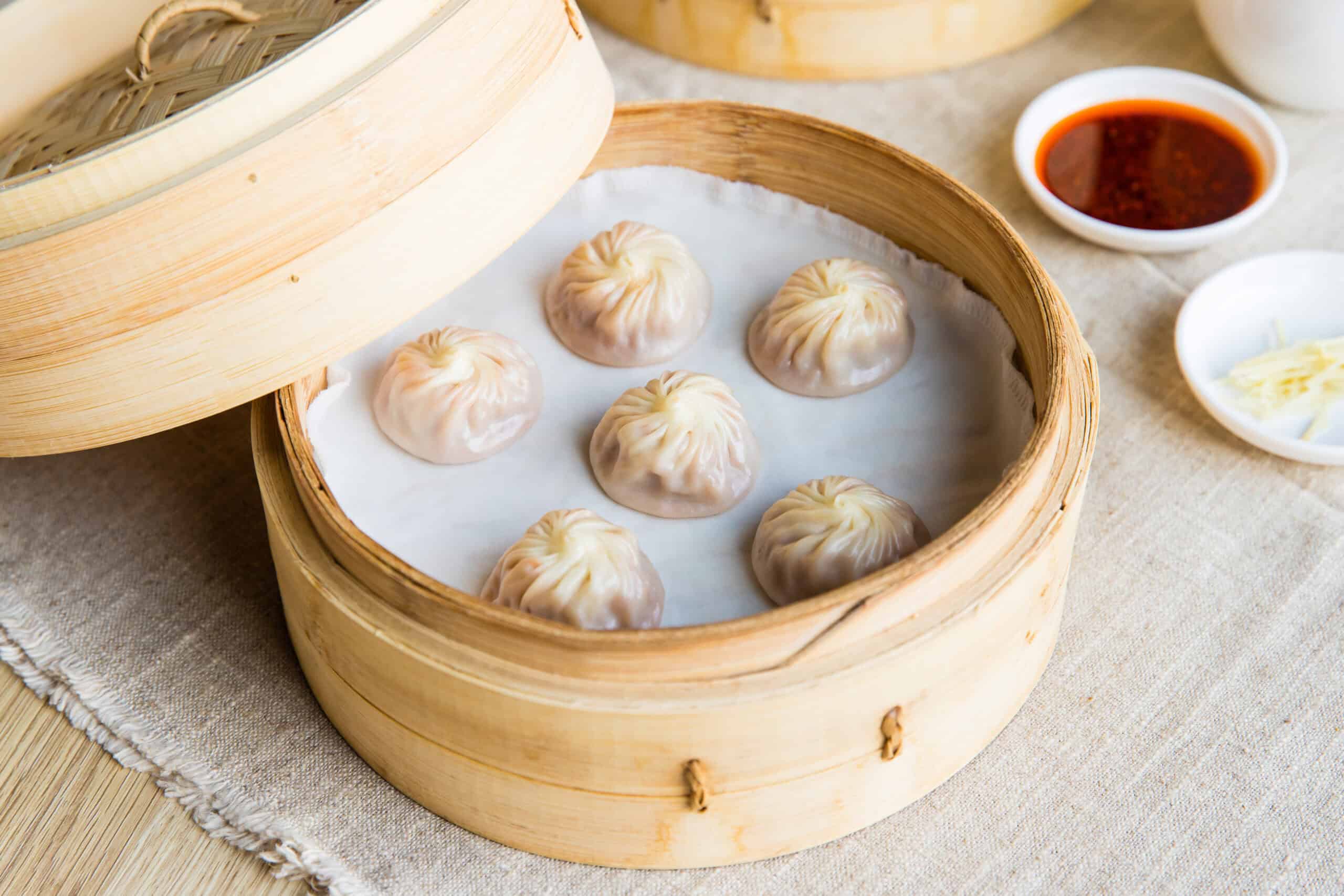 Steaming hot dumplings