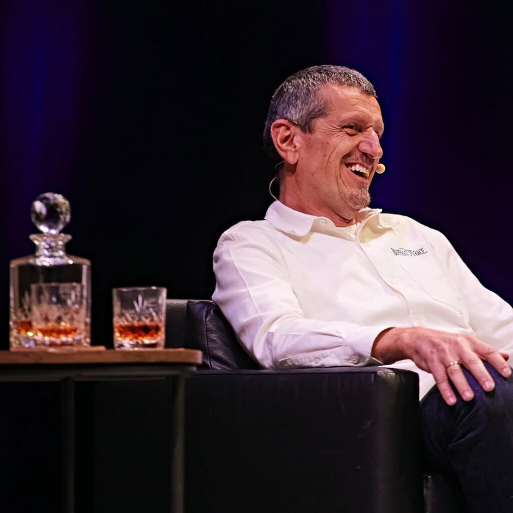 Gunther Steiner sitting on chair during interniew