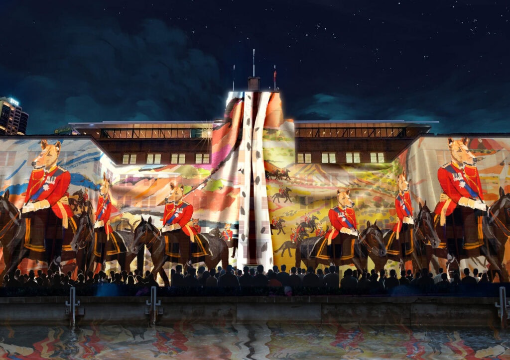 King Dingo art projection during Vivid 2025 in Sydney