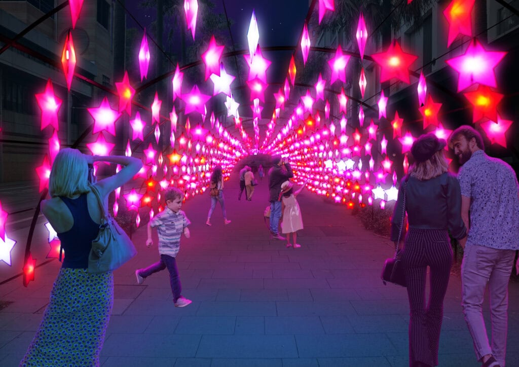 Starscape Tunnel in Hay Street as part of Vivid Sydney 2025