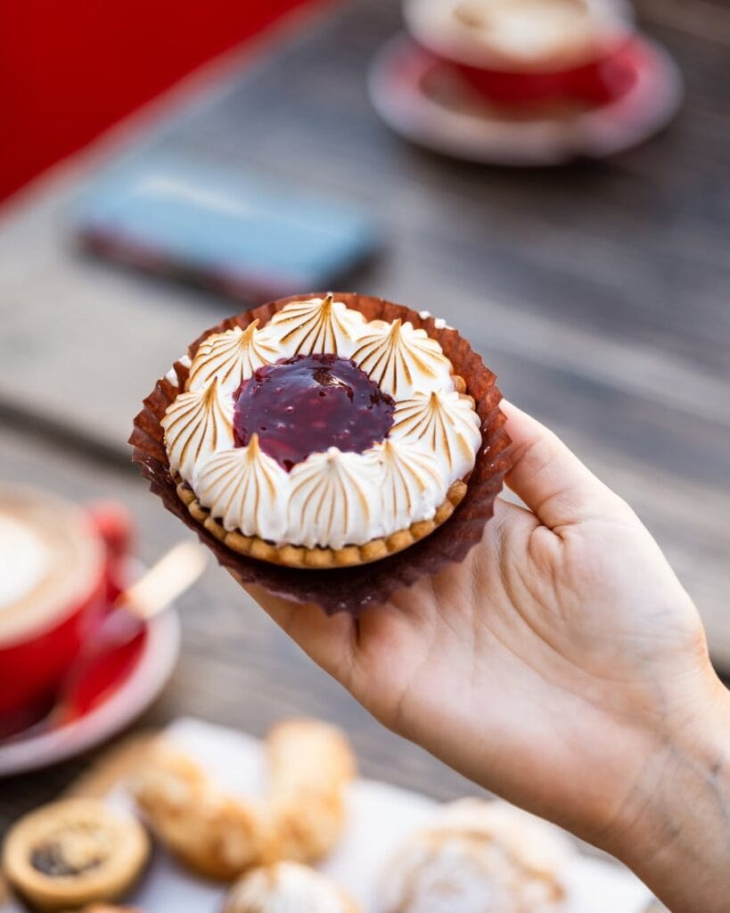 A meringue with jam.  