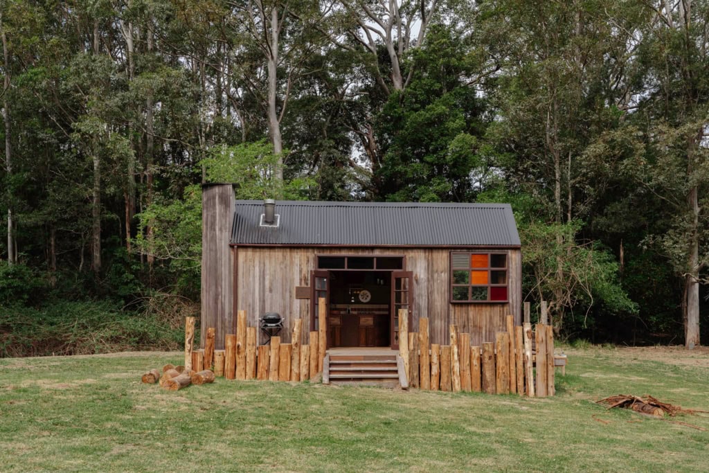 Ritual Lodge rustic cabin exterior bushland Tapitallee NSW accommodation