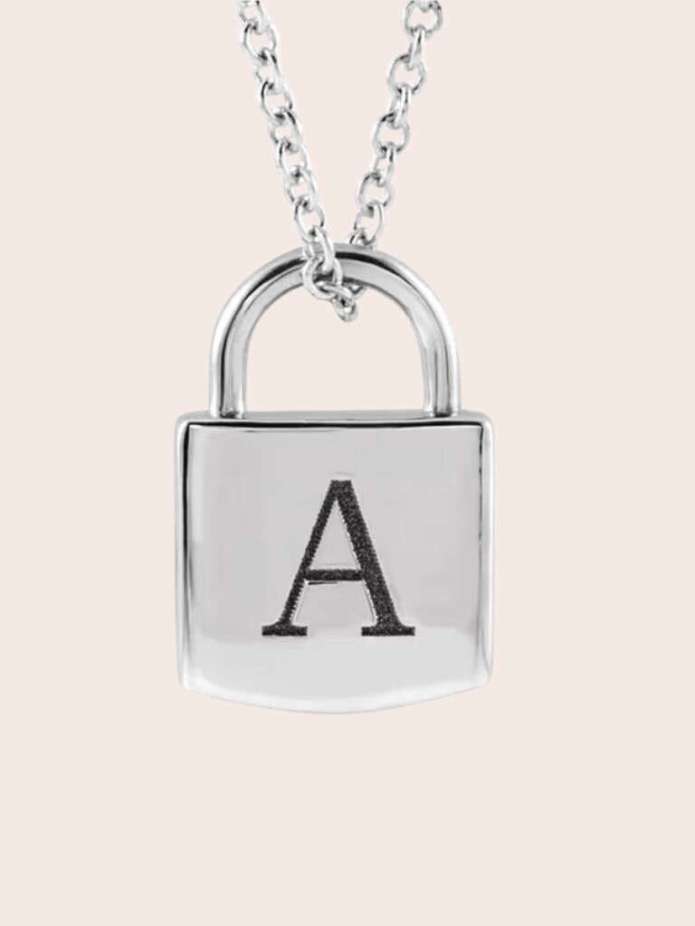 Temple & Grace Initial Lock Necklace Temple & Grace Initial Lock Necklace