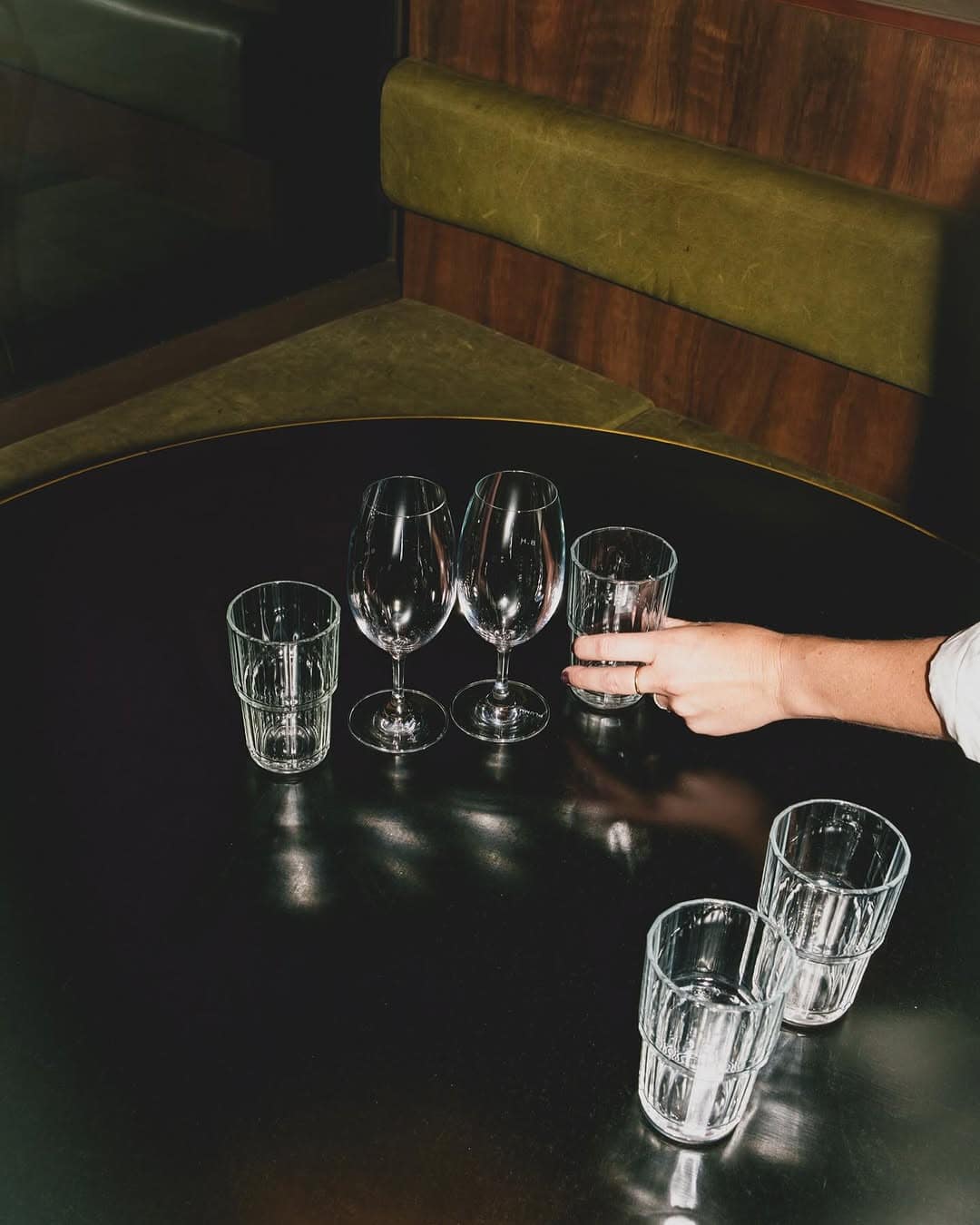 empty glasses at bAR HEATHER BYRON BAY