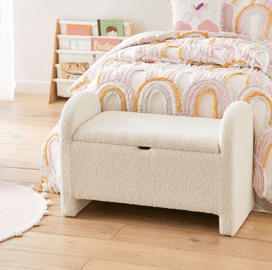 Brady White Boucle Blanket Box, Adairs