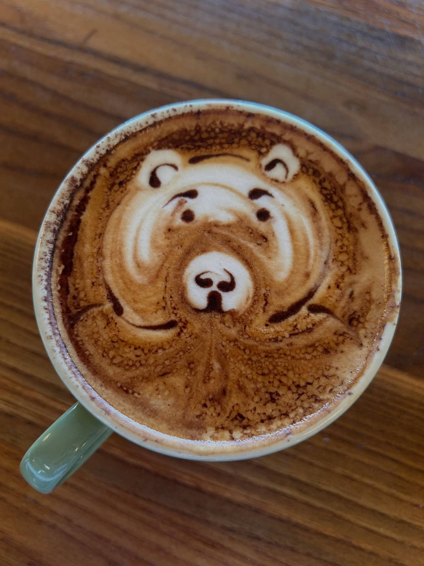 Bear latte art cappuccino at Burnt Orange Mosman Sydney