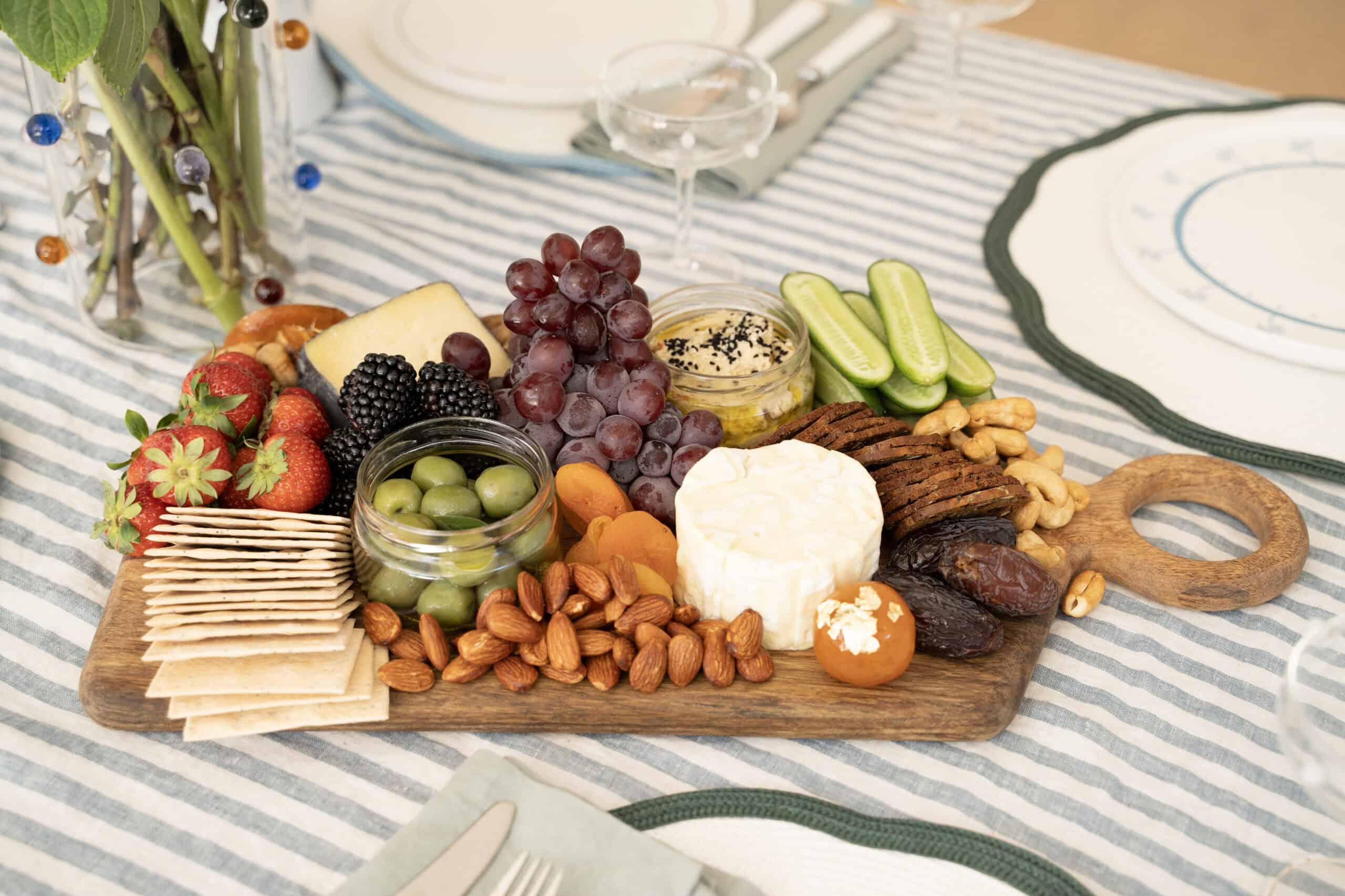 A grazing platter not only feeds guests but adds a bright touch to the set-up.