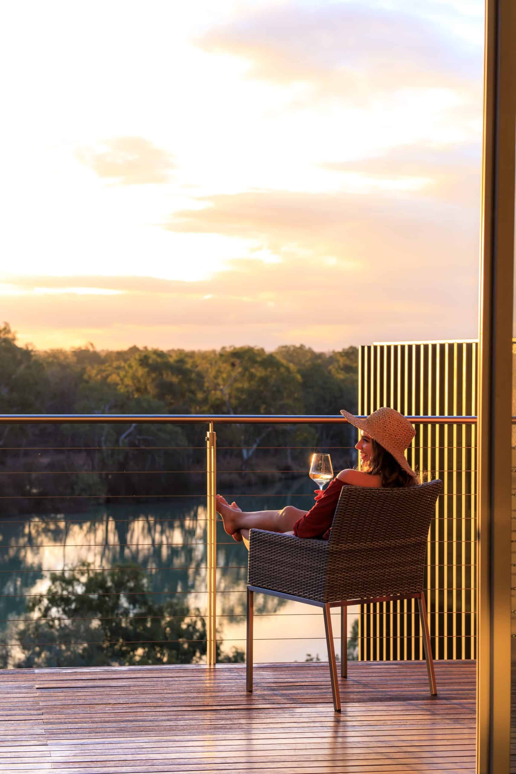 relaxing on the deck at the frames riverland south australia