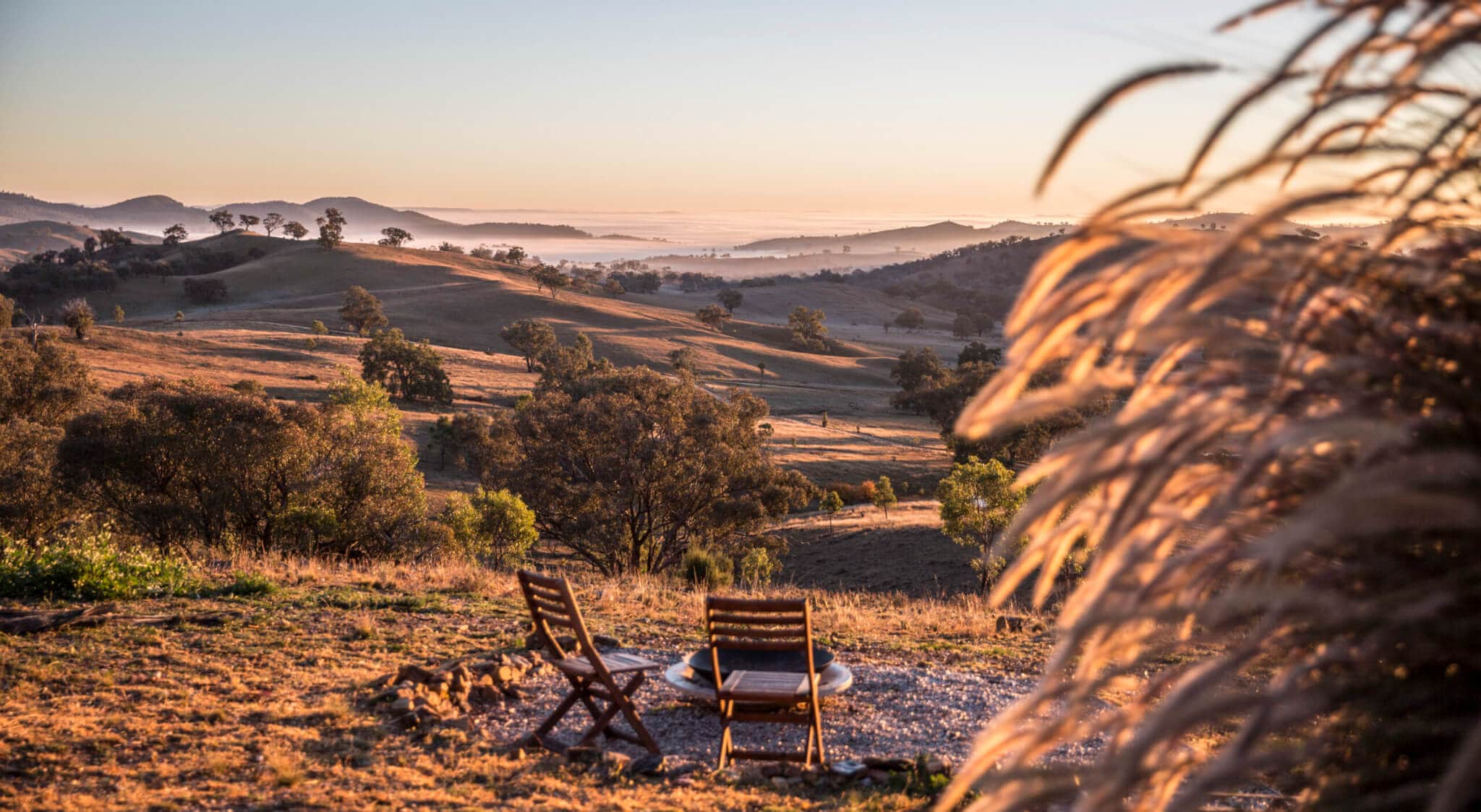 A view of rolling hills at Sierra Escape near Mudgee