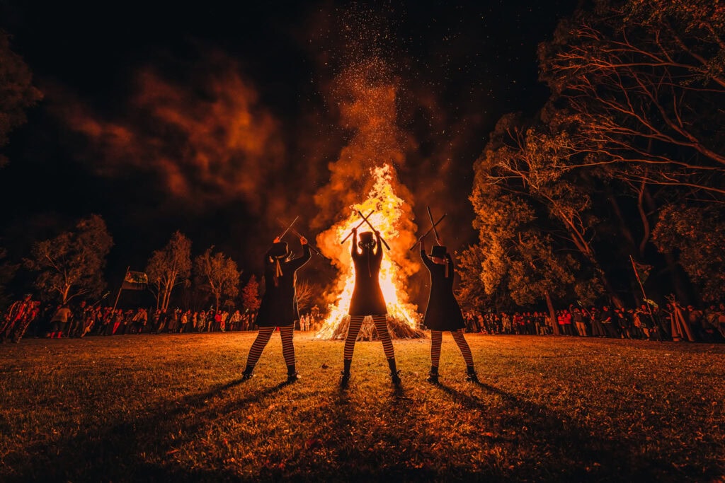 The bonfire at the The English Ale in Mylor, South Australia.