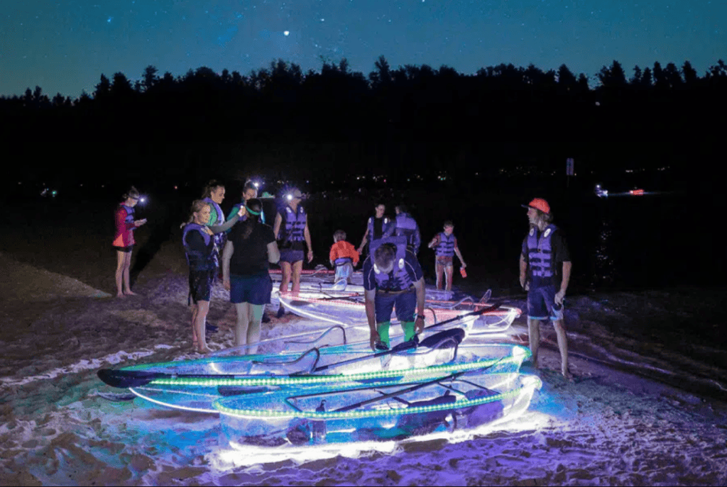 showtime kayaking nighttime