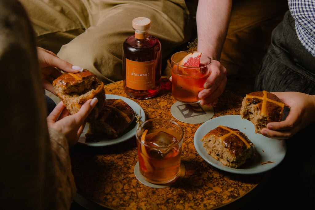 Starward Whisky & Andy Bowdy whisky-inspired hot cross buns at the Ace Hotel.