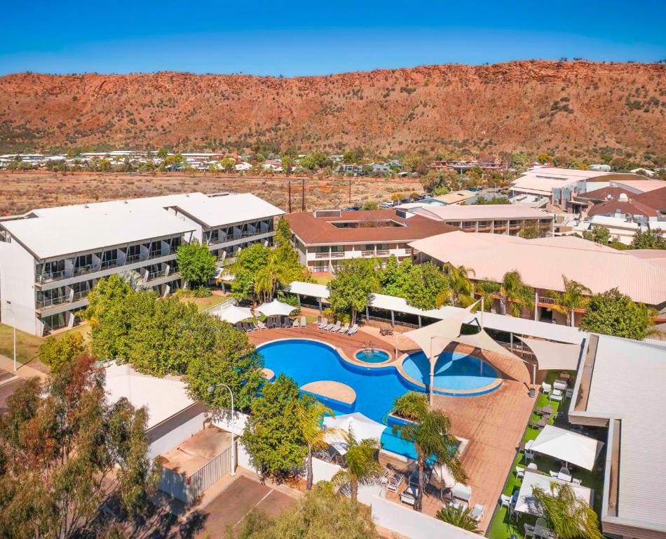 Drone shot of Crowne Plaza Alice Springs Lasseters