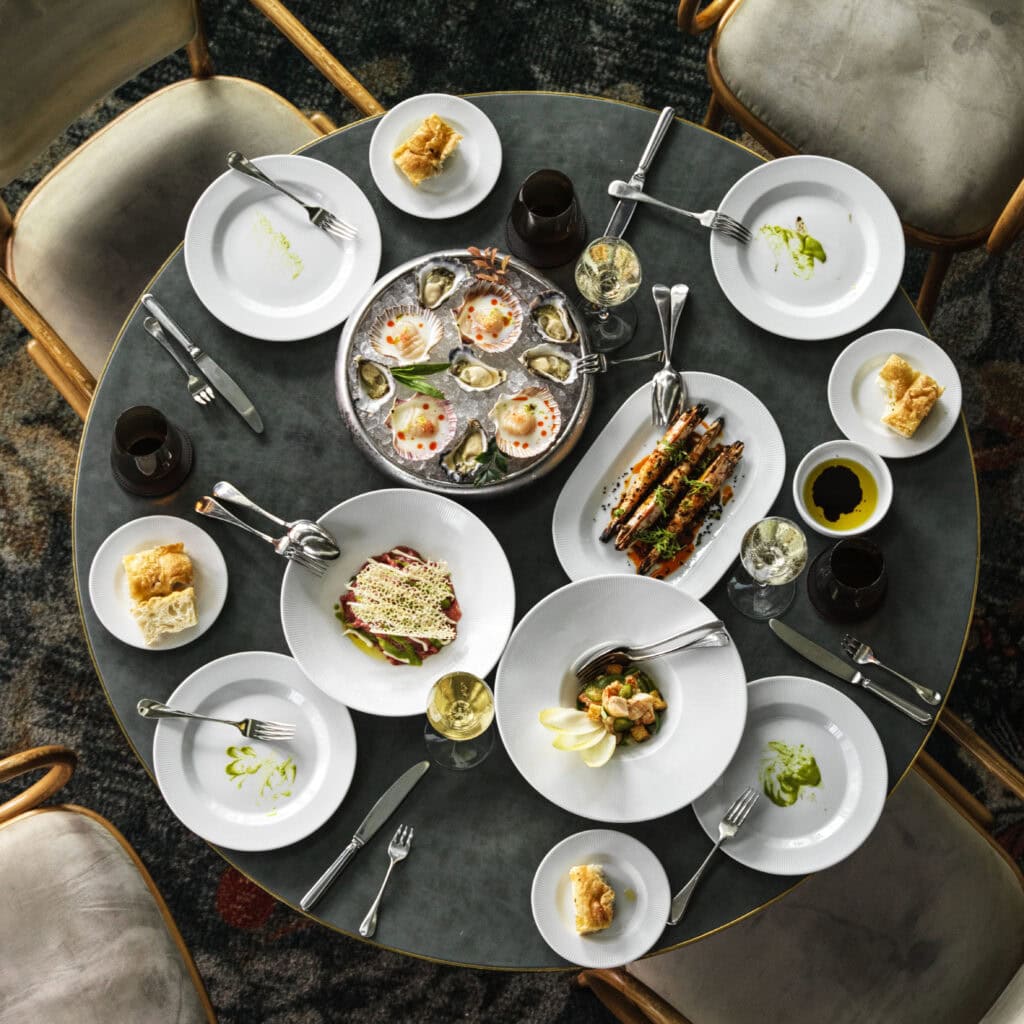 A selection of dishes presented on a table at a'Mare restaurant.