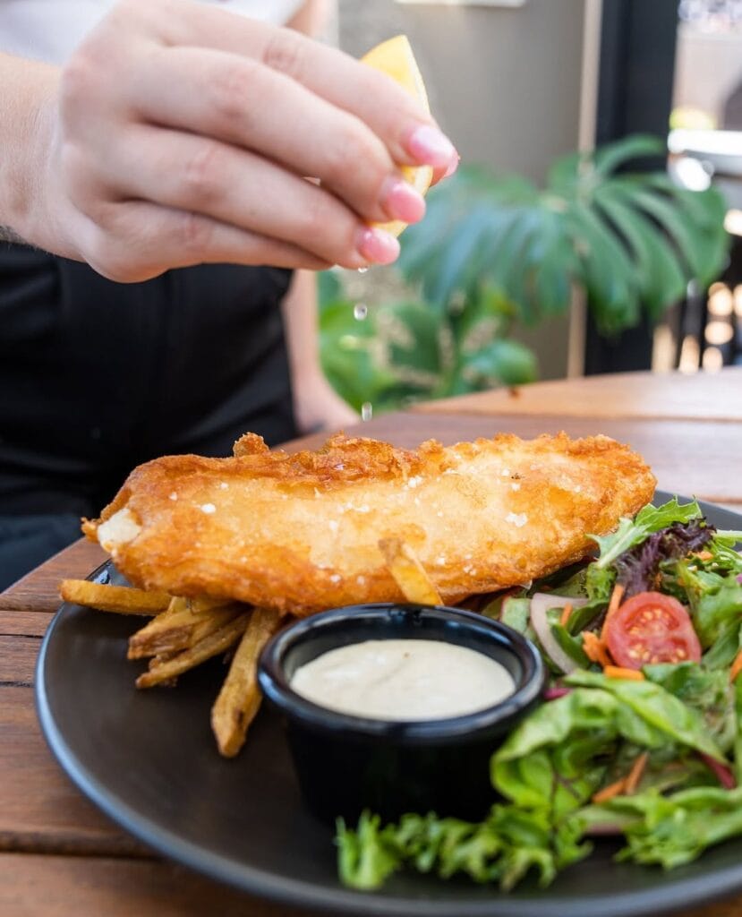 Fish and salad at Inglewood Hotel