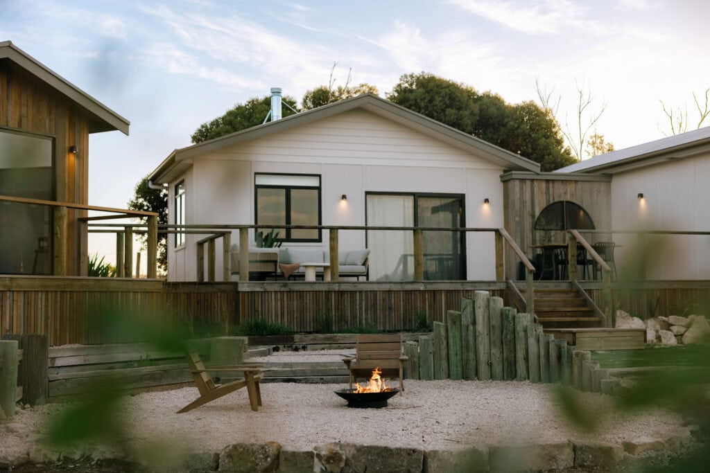 The outdoor firepit at The Sanctuary. (Image Credit: Annie Beth Photography)