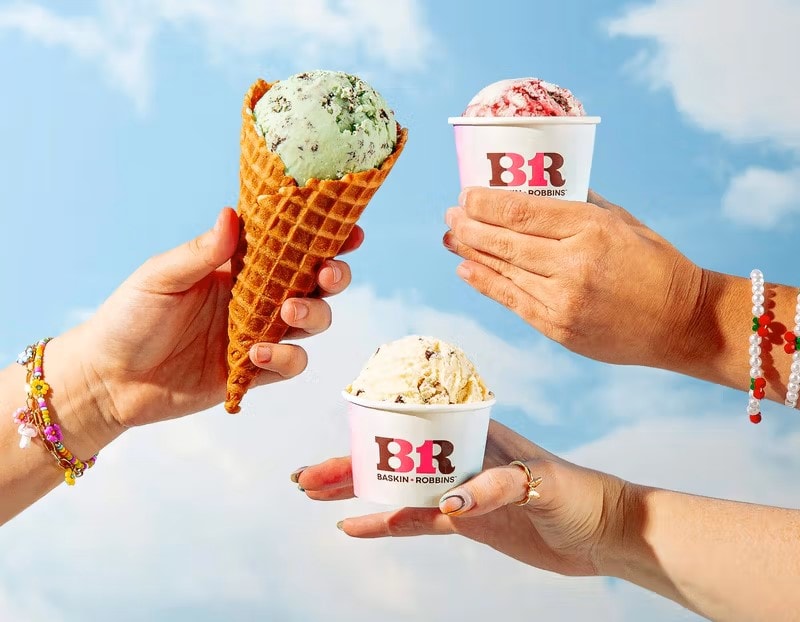 Three ice creams from Baskin Robbins