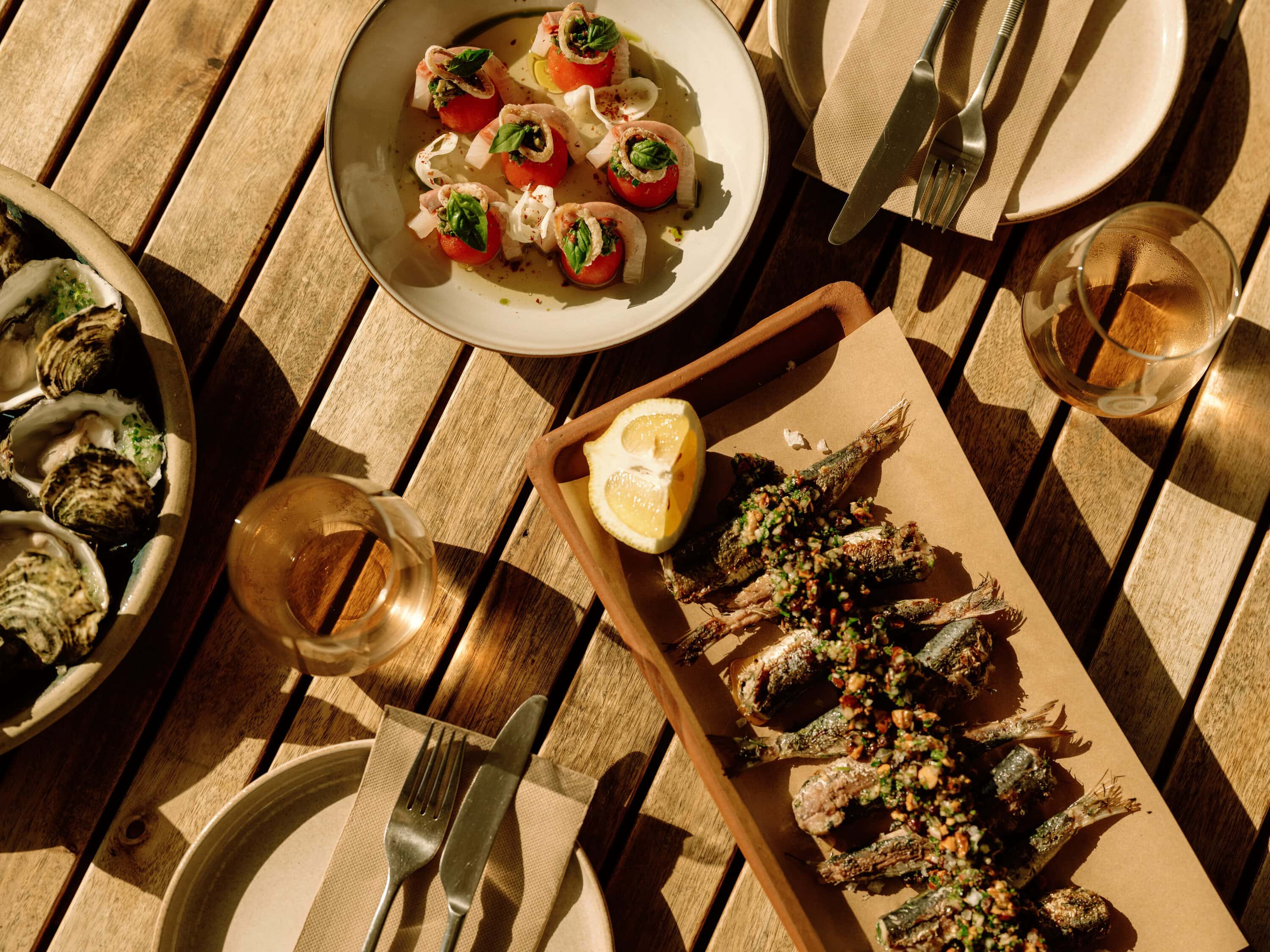 Food flatlay at Pearl in SA.