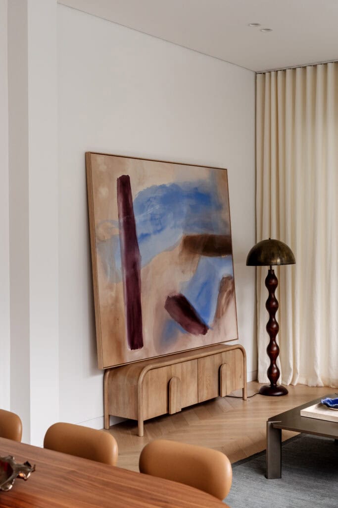 The loungeroom artwork at Claudia Lambert Drummoyne Family Home (Image Credit: Hannah Blackmore Photography)