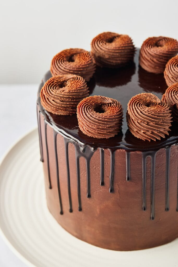 Close-up shot of Timpano's Chocolate Cake