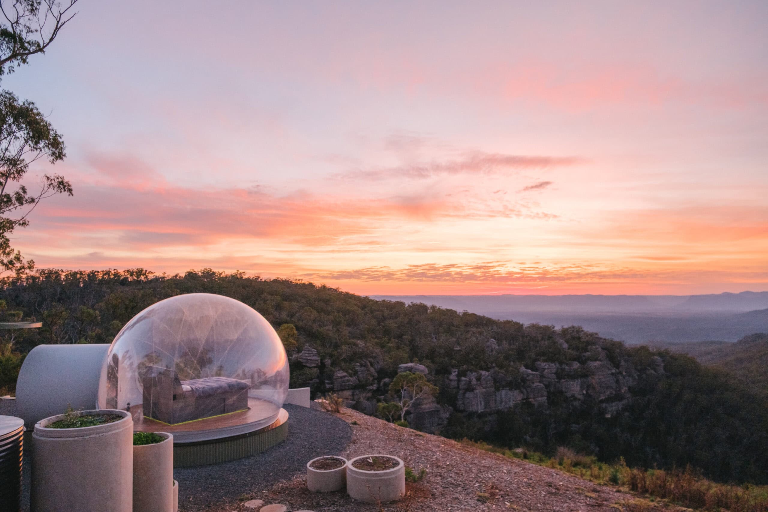 Bubbletent Australia Pisces tent at sunset