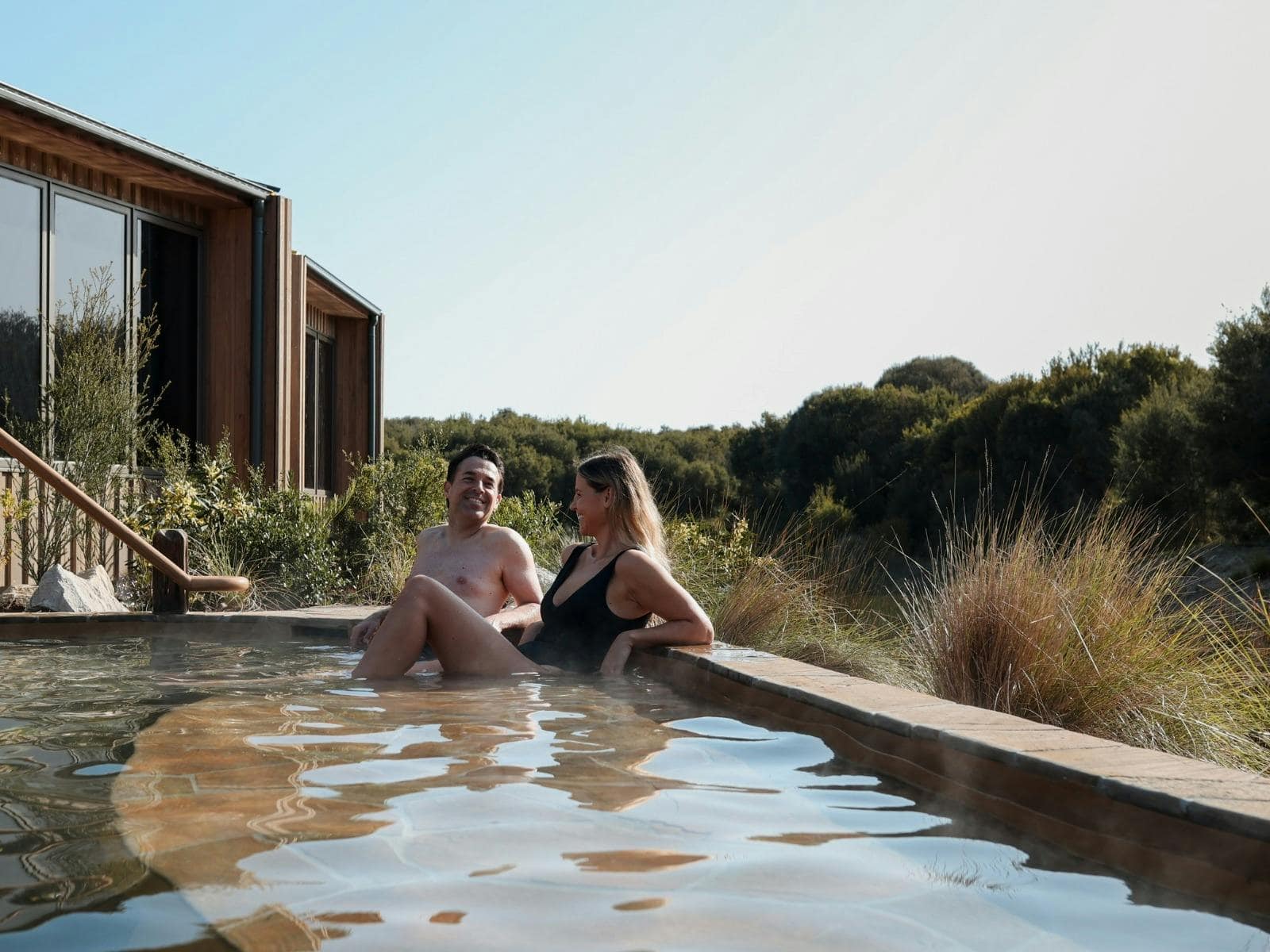 Peninsula Hot Springs Eco Lodge in Fingal with private mineral bathing and pregnancy spa treatments for a Mornington Peninsula babymoon.