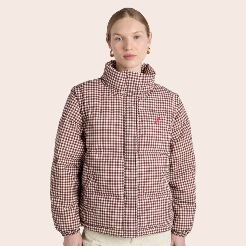 Damson Madder Jennifer Check Puffer in Chocolate Gingham