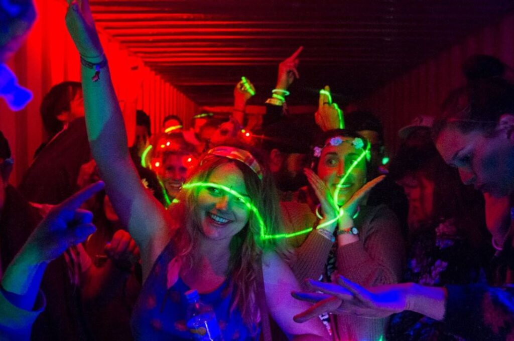 10 Minute Dance Party event at Base Camp as part of Illuminate Adelaide.