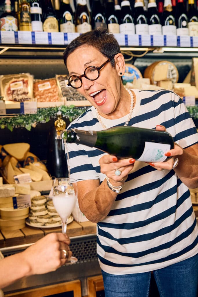 Valerie Henbest - Owner Smelly Cheese Co celebrates Bastille Day at the Adelaide Central Market.