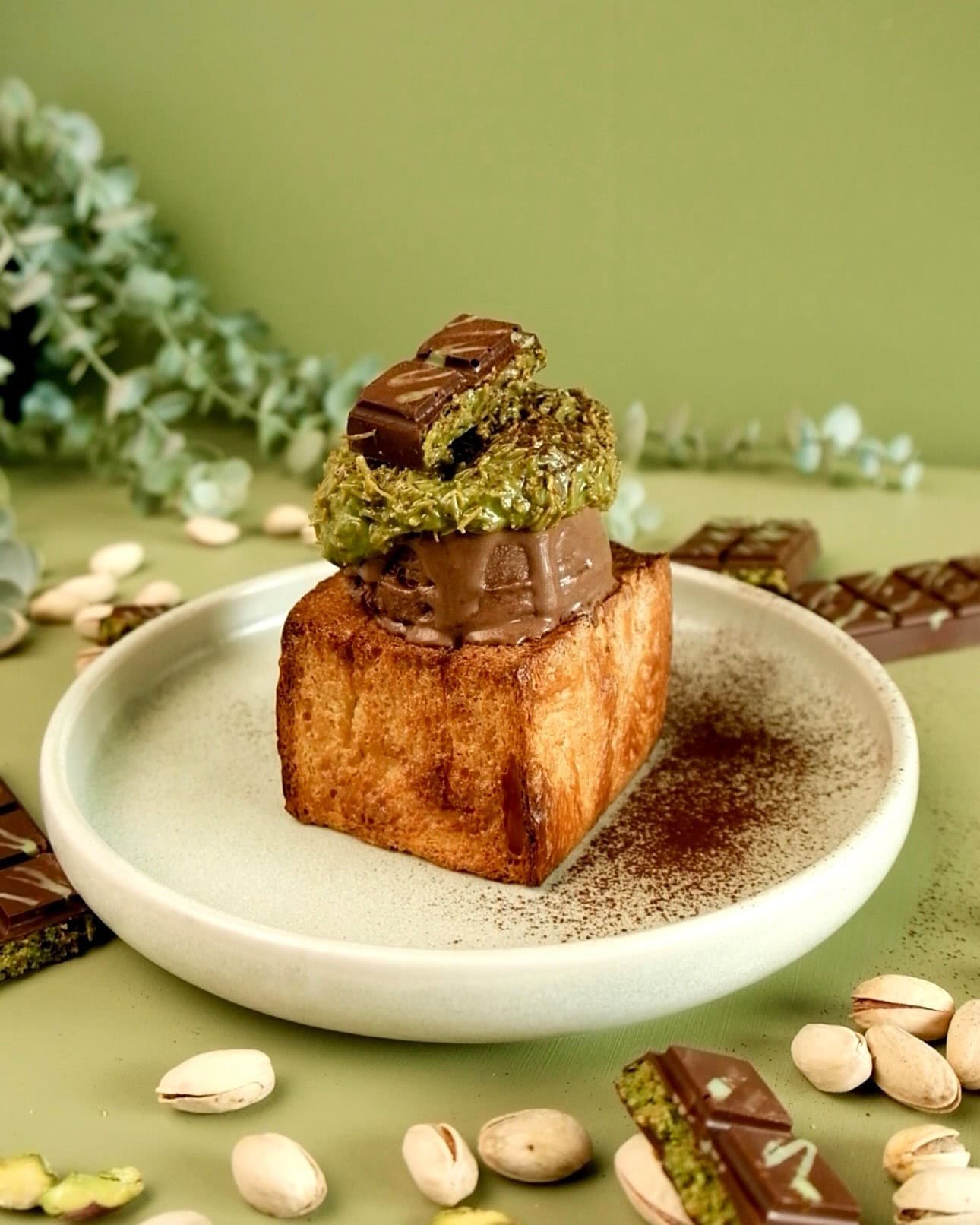 Dubai chocolate honey butter bread at Seoul Sweetie dessert cafe in Adelaide, South Australia.