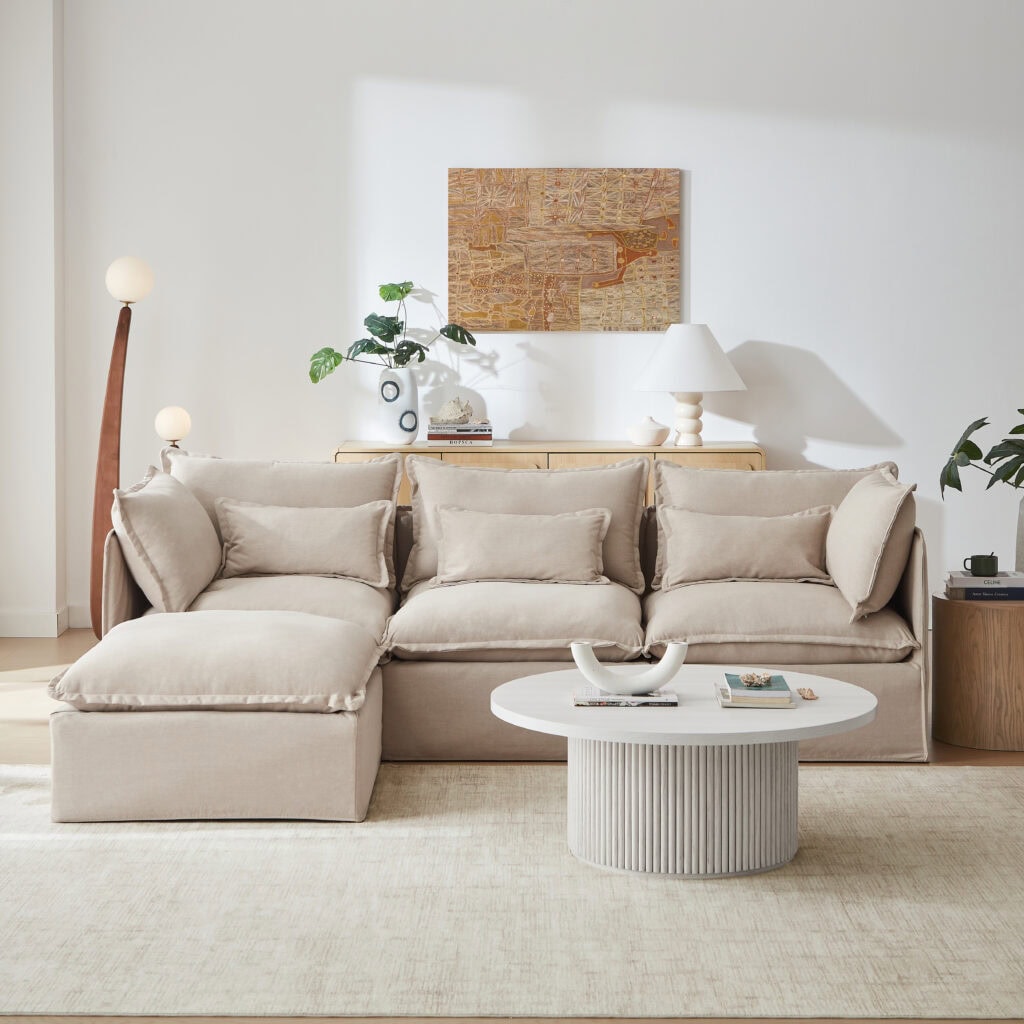 The Lifely Sofa modular in beige in a stylish home setting.