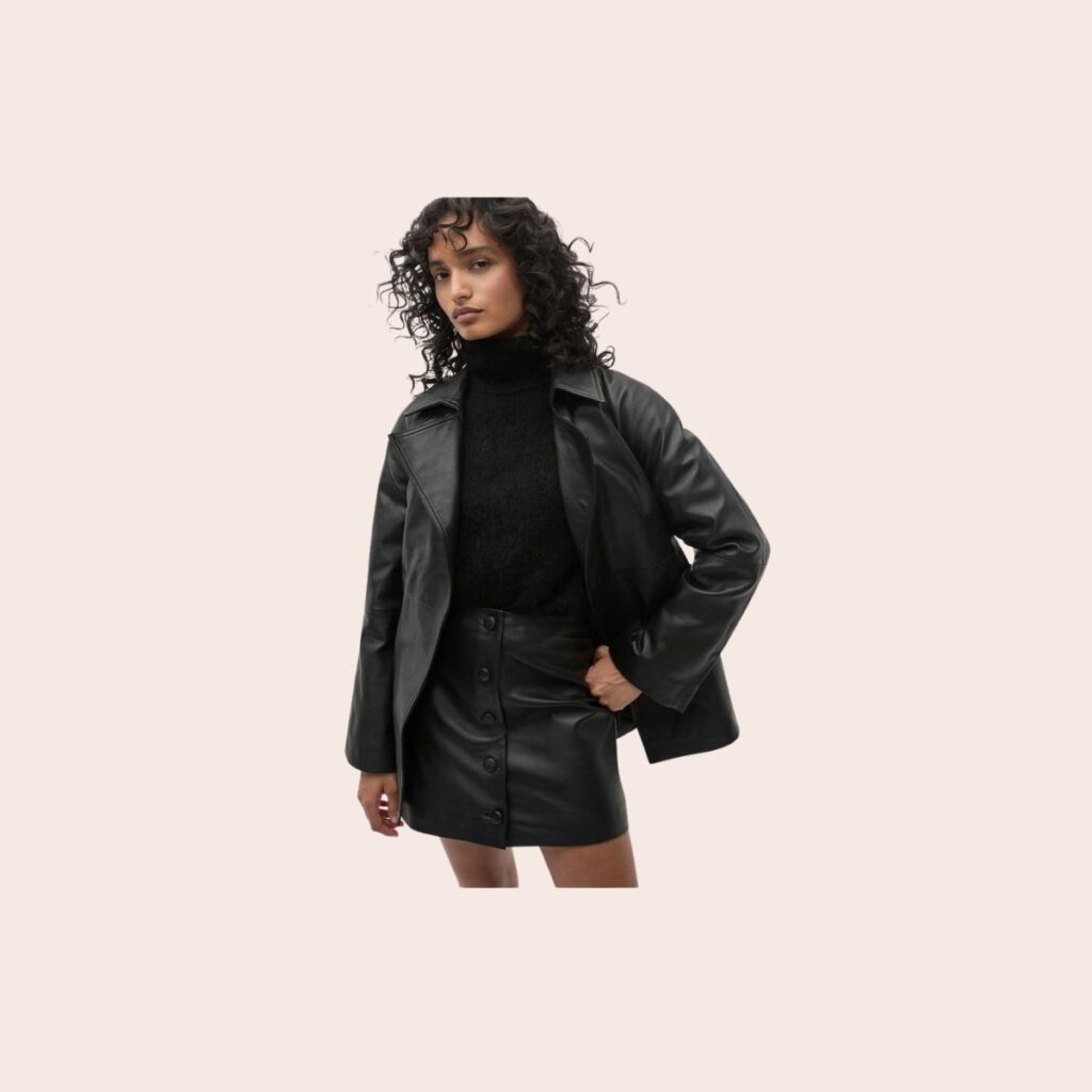 Seed Heritage Leather Cropped Trench Coat 
