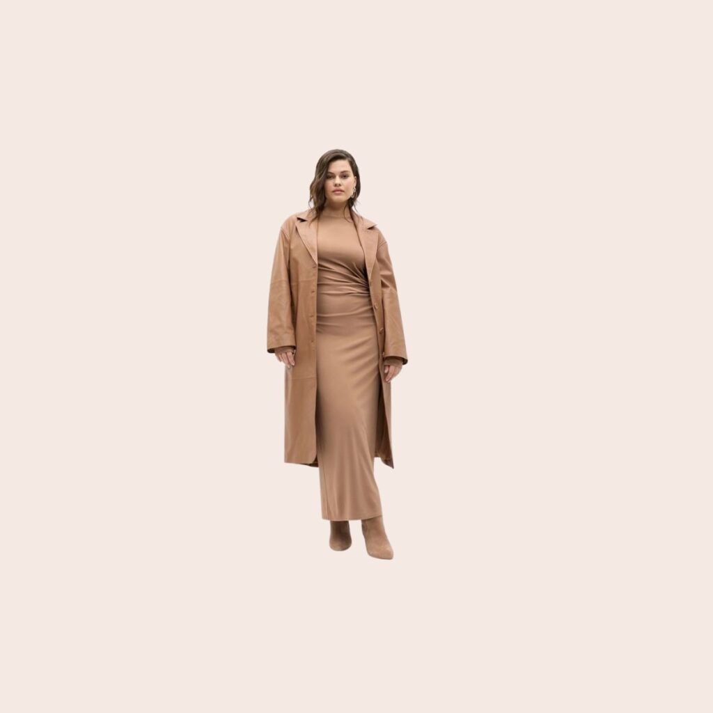 Seed Heritage Leather Coat in Amaretto 