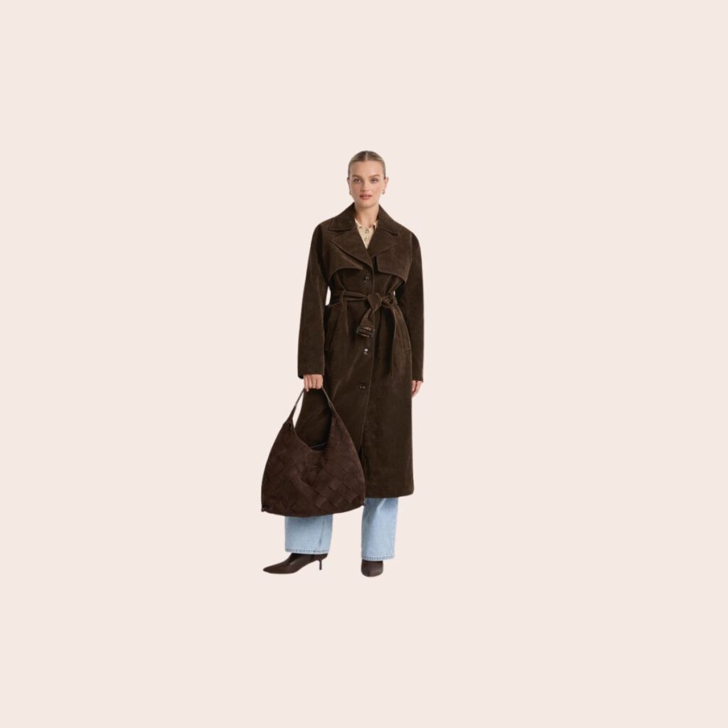 Dazie Calm & Cool Faux Suede Trench Coat
