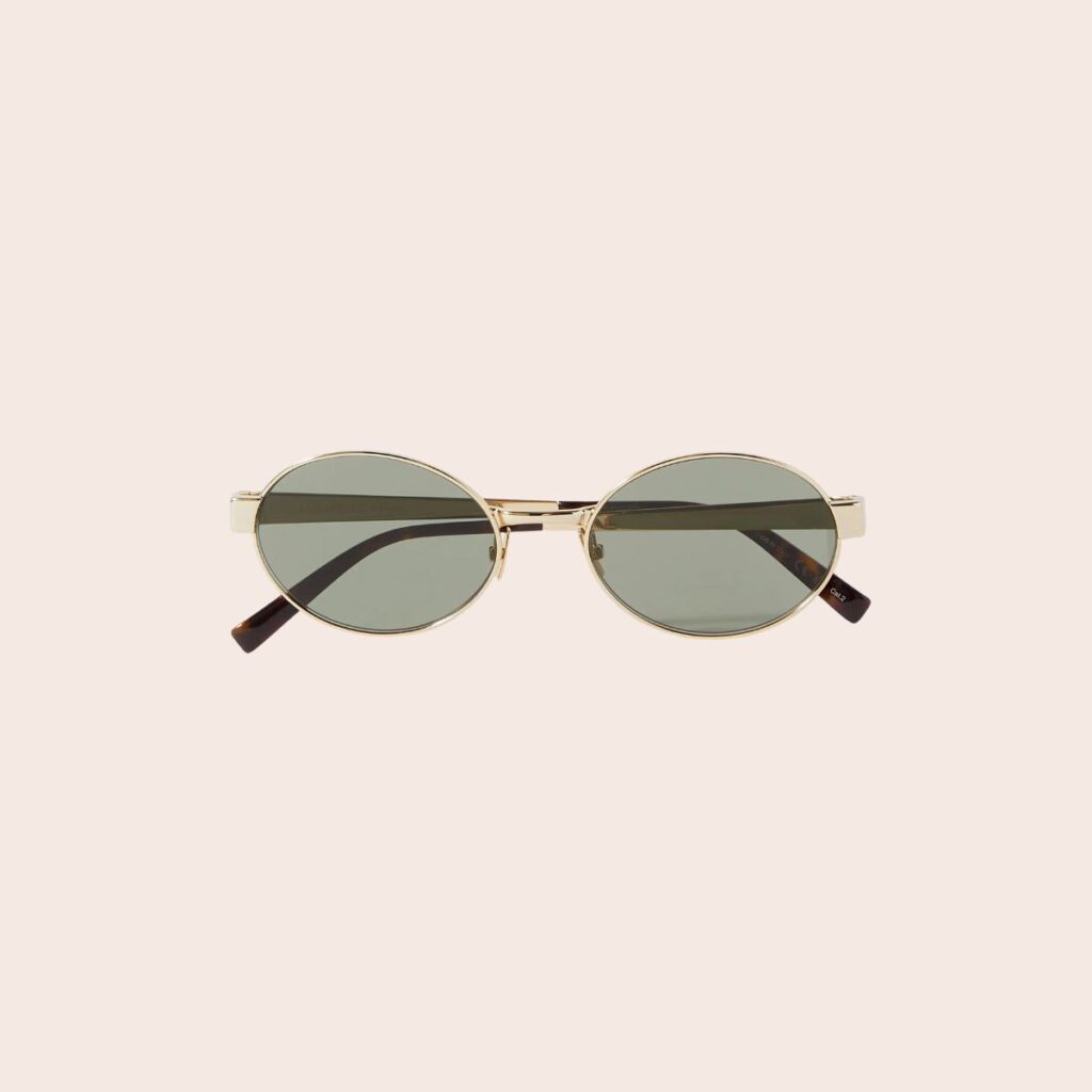 Saint Laurent Eyewear Oval-Frame Gold-Tone Sunglasses Saint Laurent Eyewear Oval-Frame Gold-Tone Sunglasses