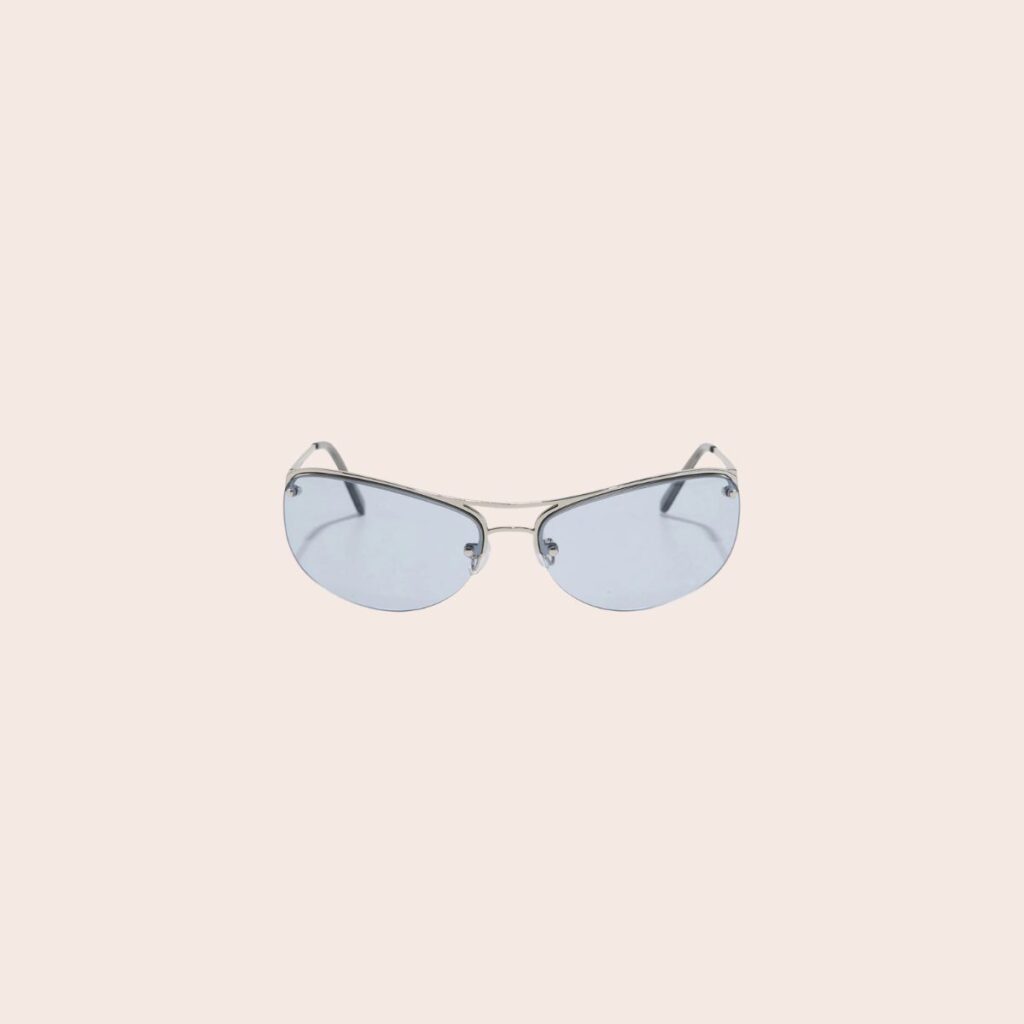Szade Slim Sunglasses in Polished Silver and Periwinkle Szade Slim Sunglasses in Polished Silver and Periwinkle