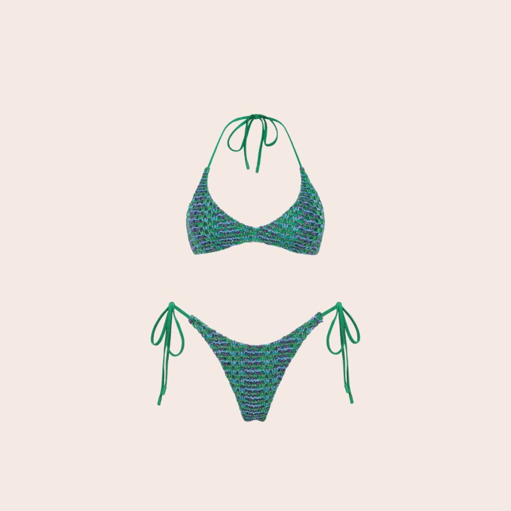 Triangl Cora - Saxe Green Crochet Halter Bikini Set