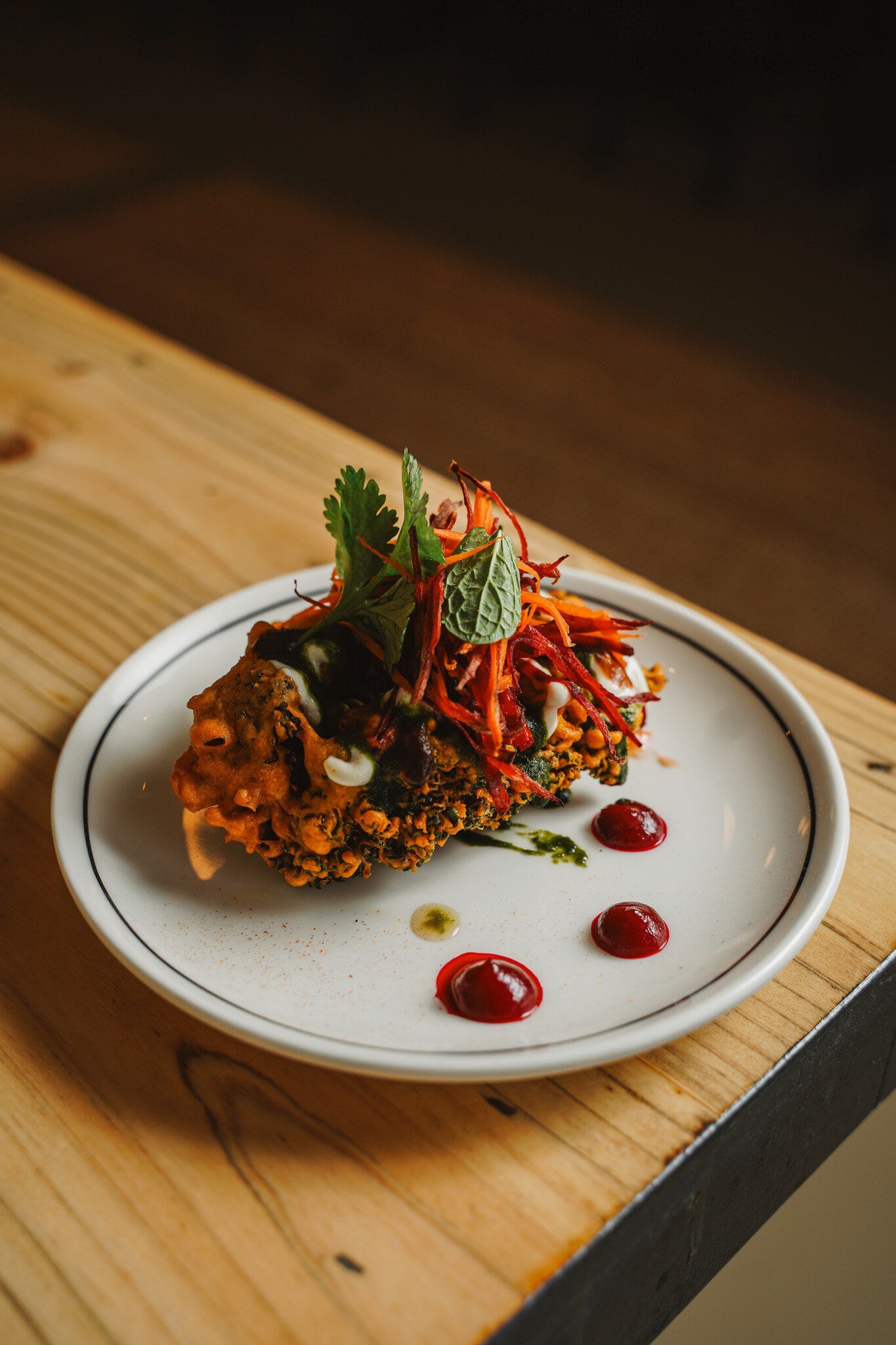 Battered kale leaf chaat at Kahaani, a modern Indian restaurant on Lygon Street in Carlton.