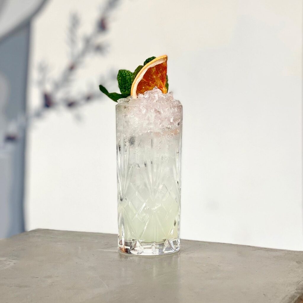 Prohibition Liquor Co's Juniperus Gin in Tom Collins cocktaill.