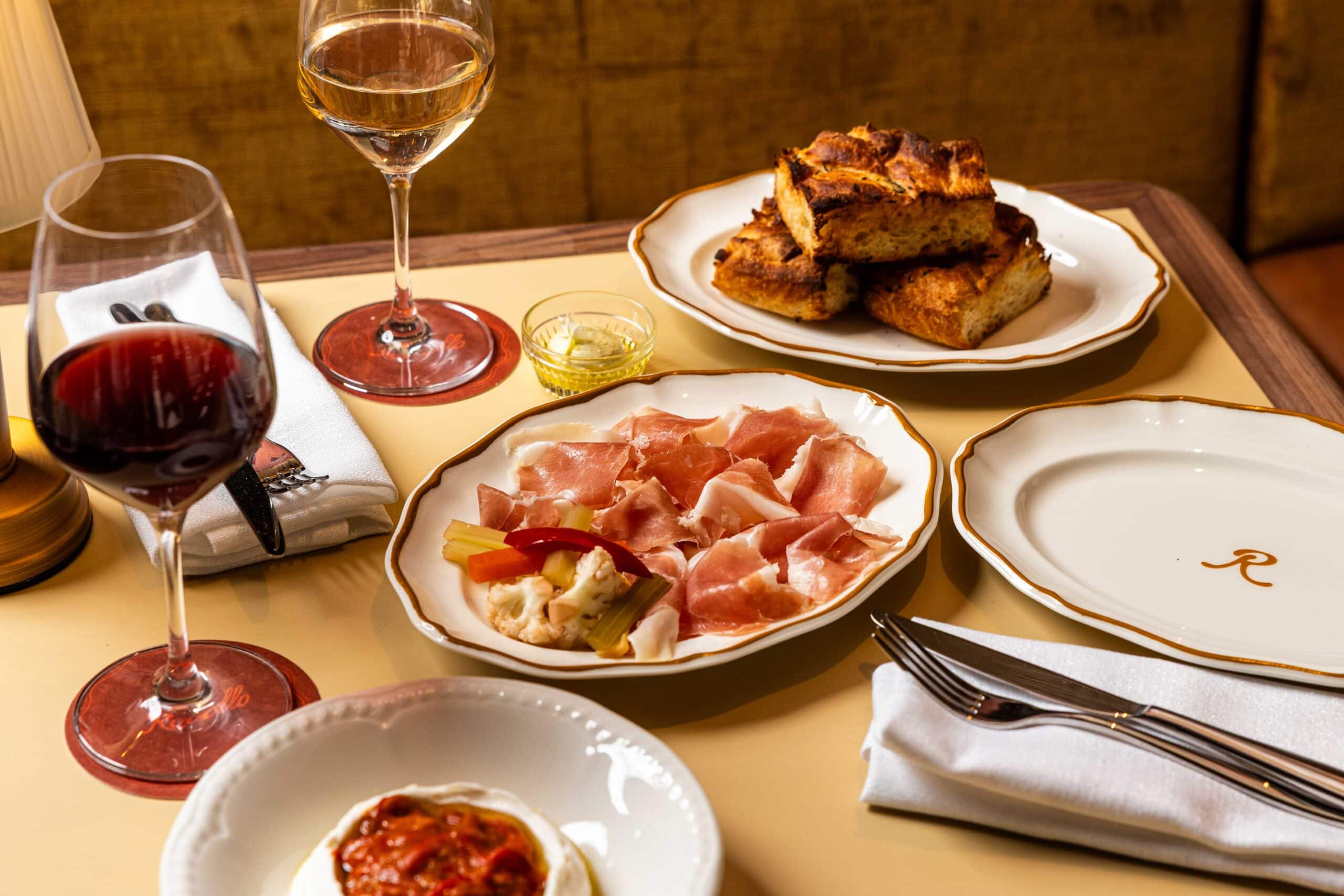 Rovollo - Antipasti - San Daniele prosciutto, housemade focaccia. Images_ Nshot Creative