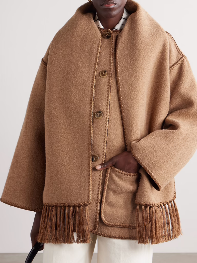 Toteme Embroidered Wool-Blend Scarf Jacket 