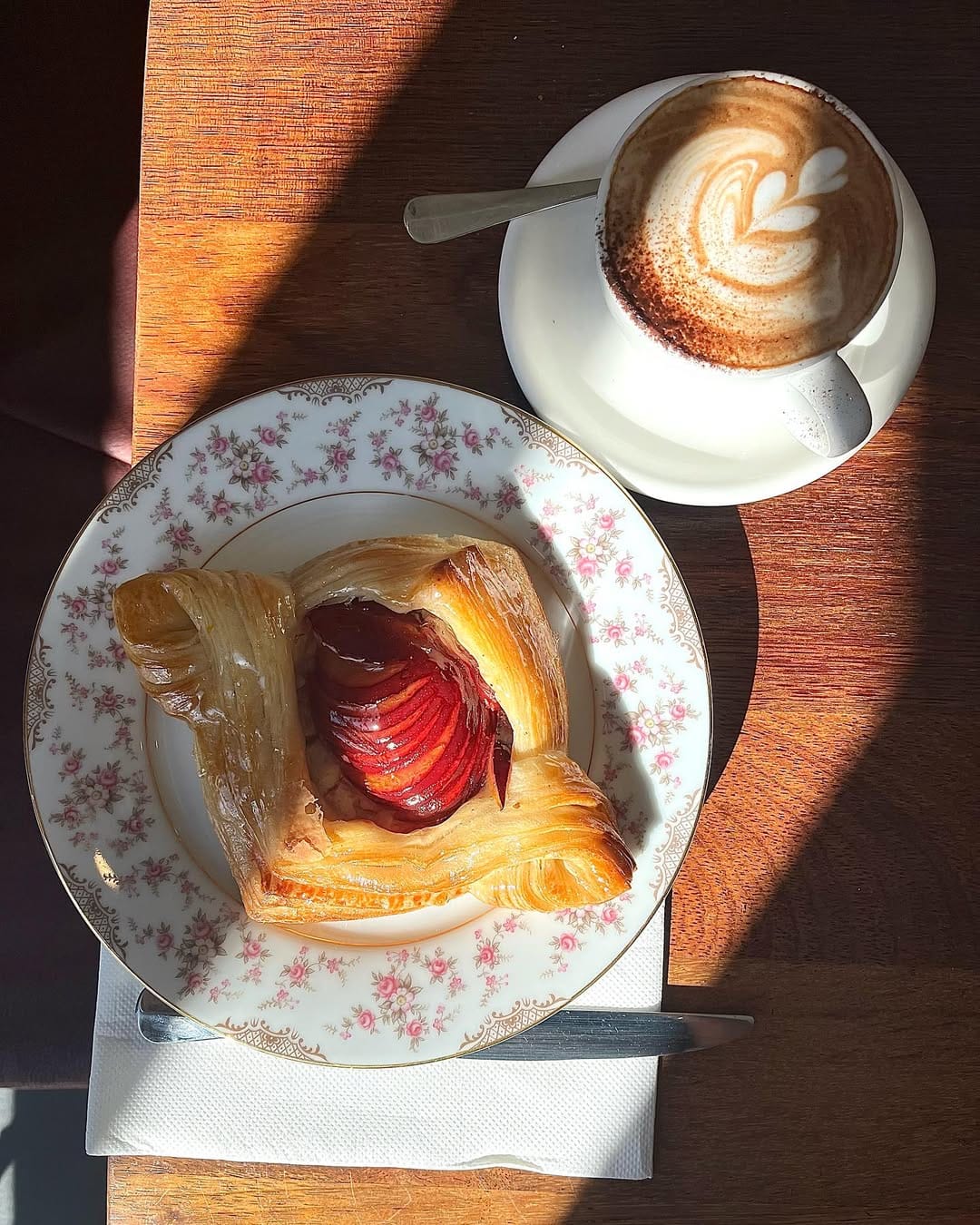 A breakfast pastry and coffee at Wards Central Dining