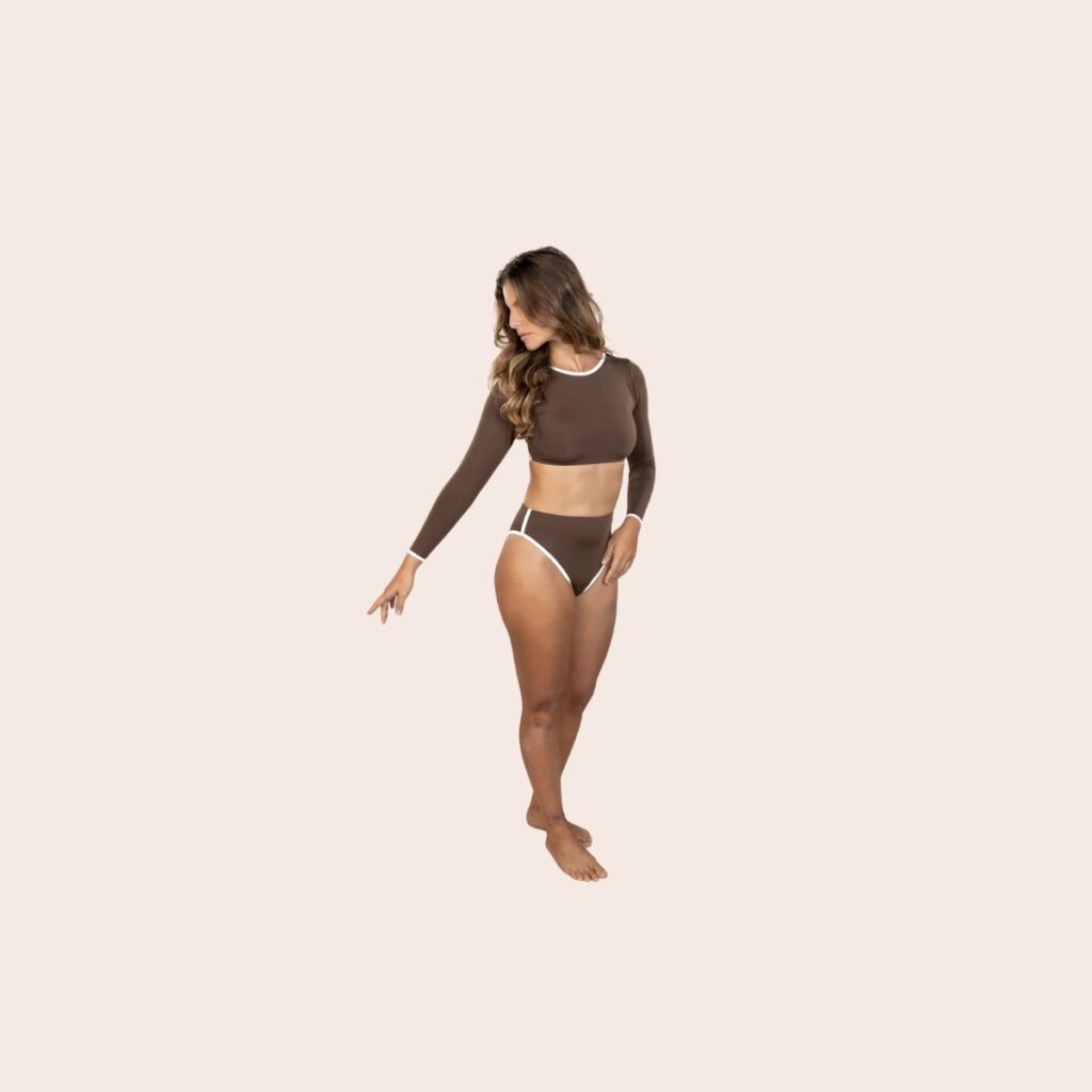 Trend Ripple Long Sleeve Micro Crop Top Brown Trend Ripple Long Sleeve Micro Crop Top Brown