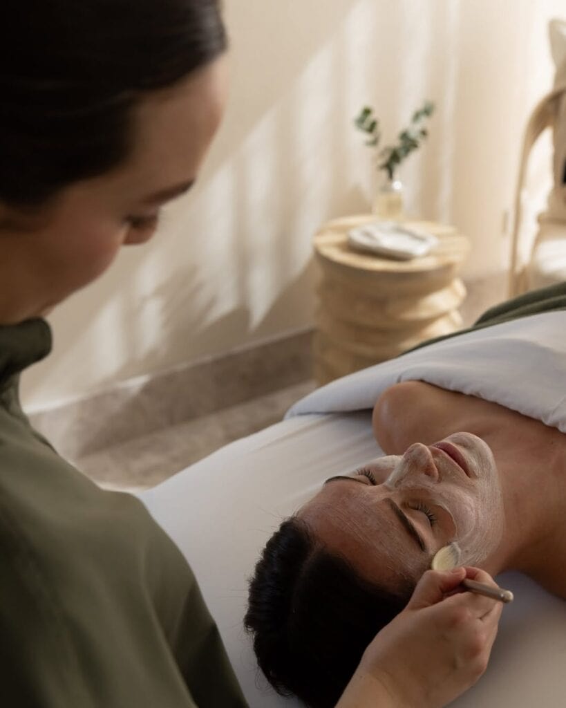 A woman receiving a facial at Ciel Spa in Burleigh.