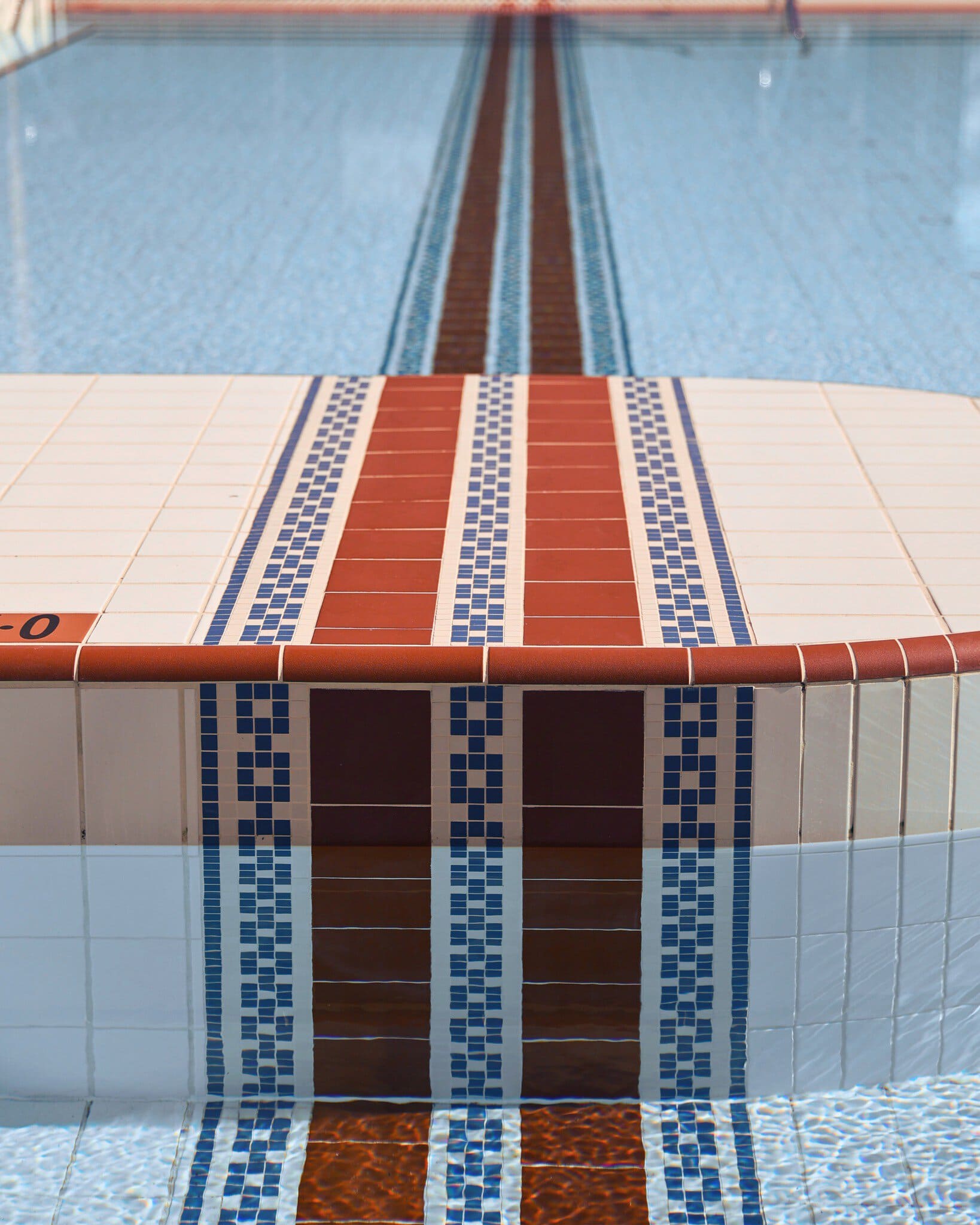 Art deco mosaic tile detail at North Sydney Olympic Pool