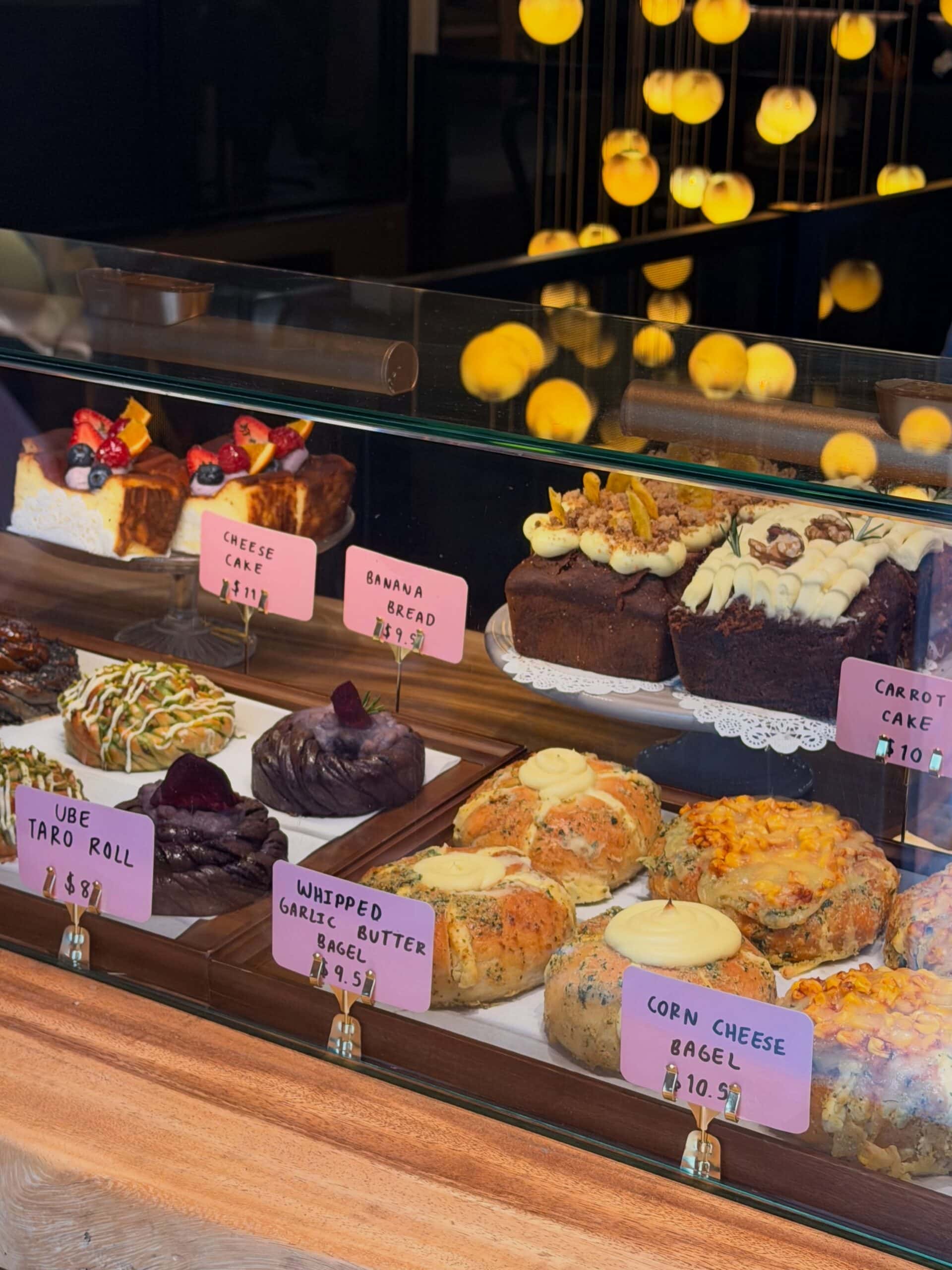 the baked good line up including some of the best bagels in melbourne at midday workspace